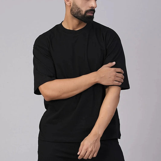 Unisex Terry Oversized T-Shirt - Black Color | World's Best Cotton