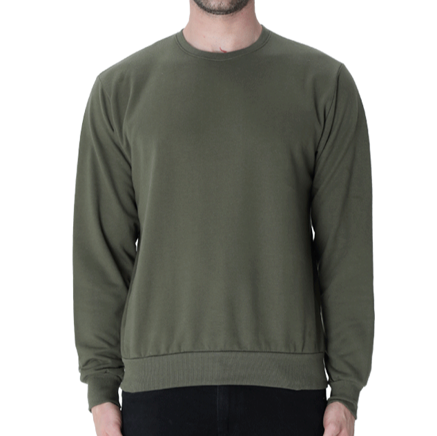 300 GSM Unixex Solid 100% Cotton Sweatshirt - Olive Green | Pack of 1