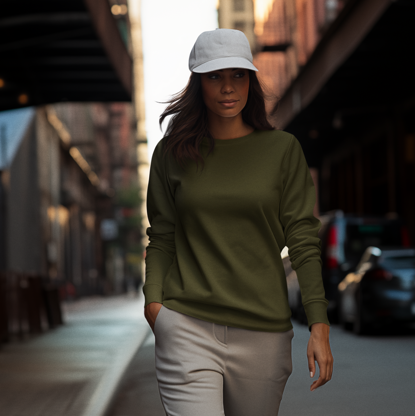 300 GSM Unixex Solid 100% Cotton Sweatshirt - Olive Green | Pack of 1