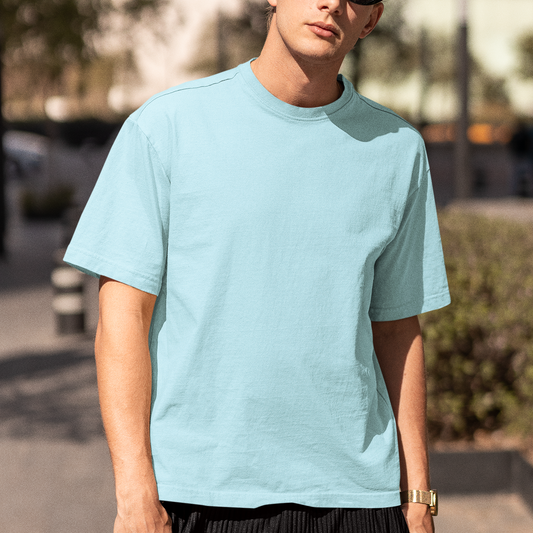 Unisex Terry Oversized T-Shirt - Baby Blue Color | World's Best Cotton